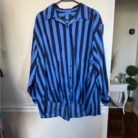 aerie Tops - Blue and Black Striped LARGE  aerie